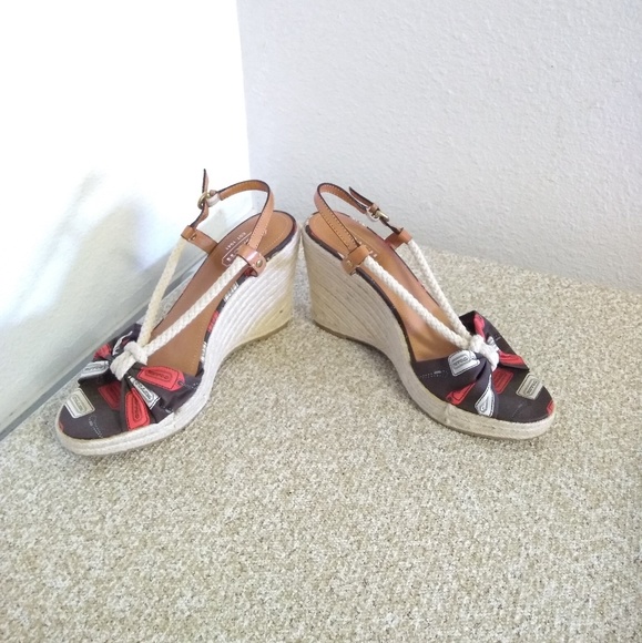 Coach Cloth Logo Wedge Sandals - Picture 4 of 6